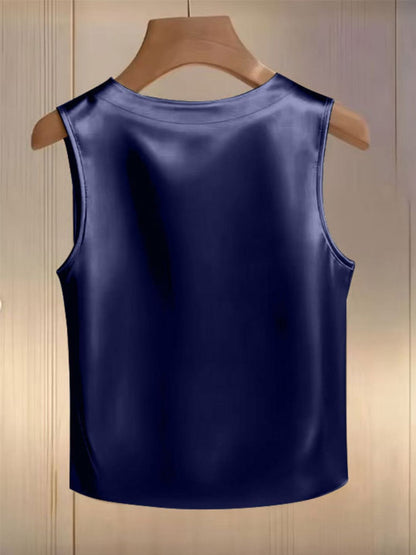 Pearl-Embellished Satin Blouse The Nichole Collection