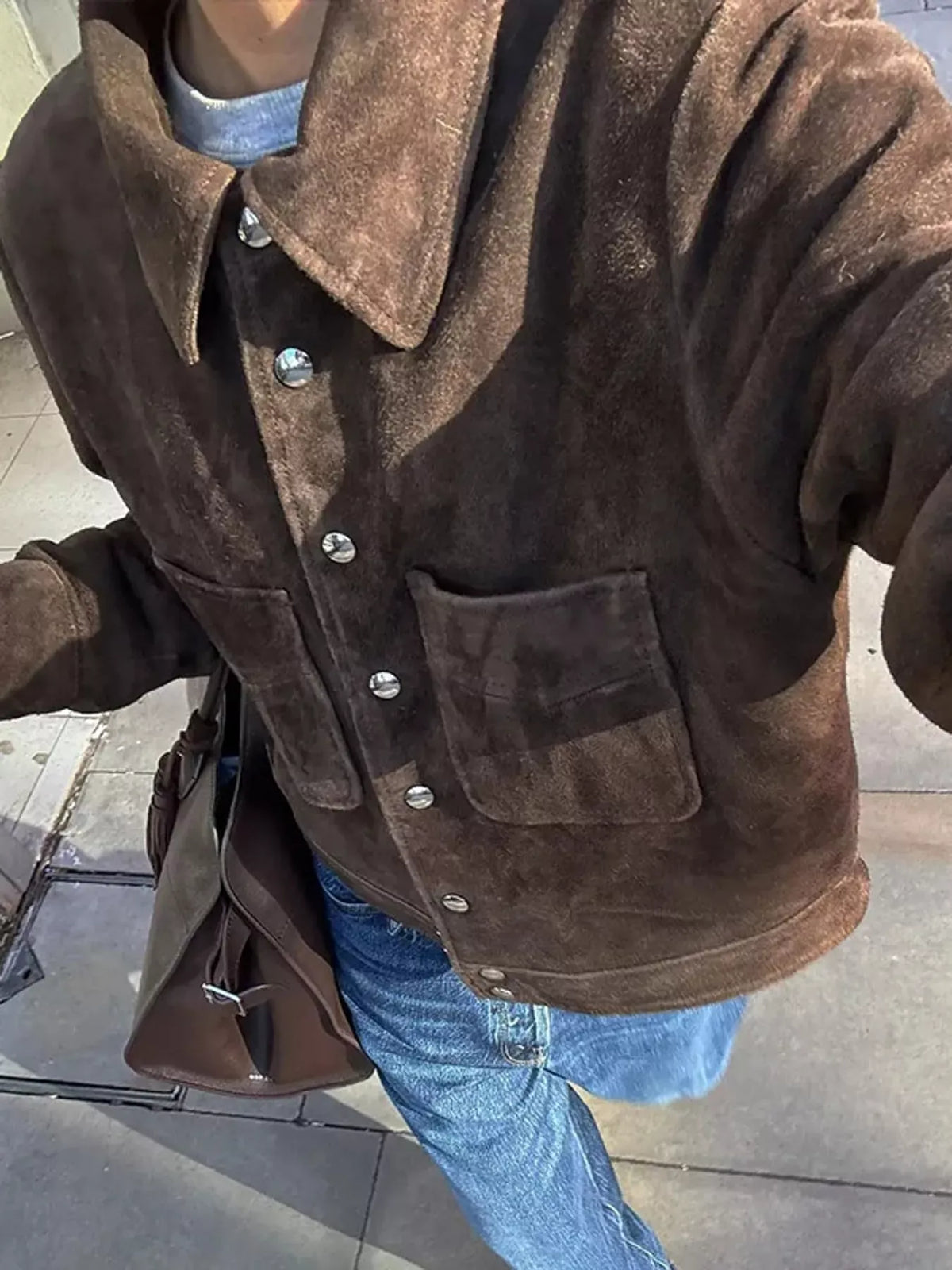Suede Jacket with Silver-Tone Hardware The Nichole Collection