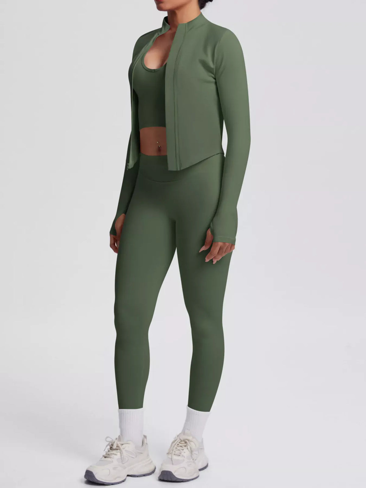 Tank, Zip-Up Jacket and Leggings Active Set The Nichole Collection - Official Site