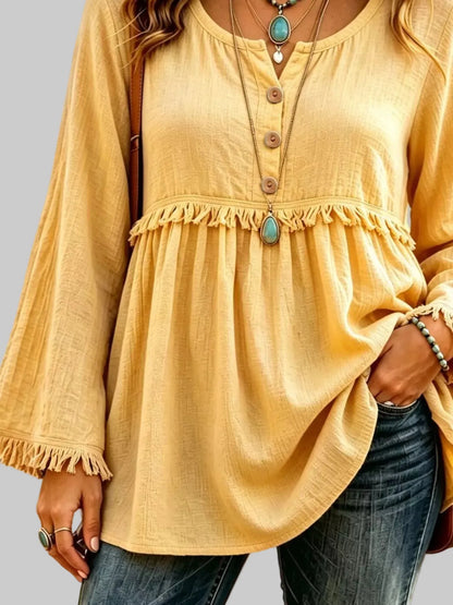 BUTTON-DOWN FRINGE BLOUSE The Nichole Collection - Official Site