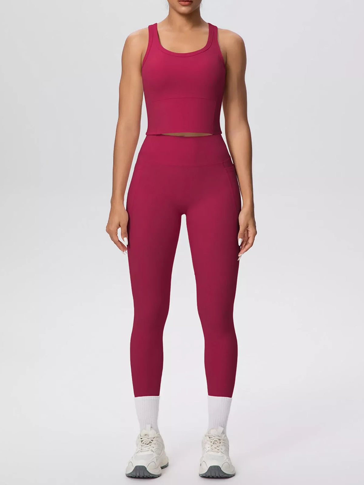Scoop-Neck Tank and High-Waisted Leggings Active Set The Nichole Collection - Official Site