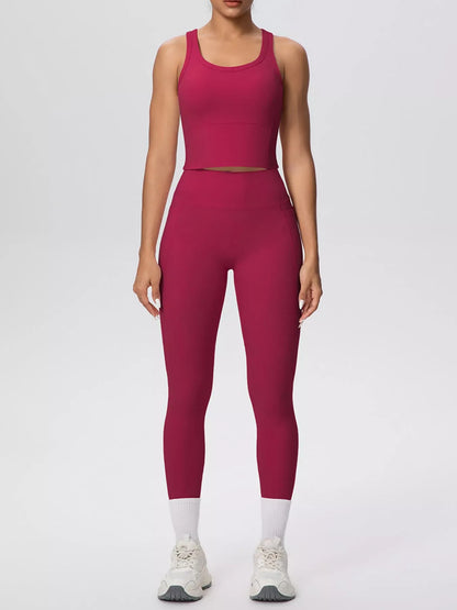 Scoop-Neck Tank and High-Waisted Leggings Active Set The Nichole Collection - Official Site