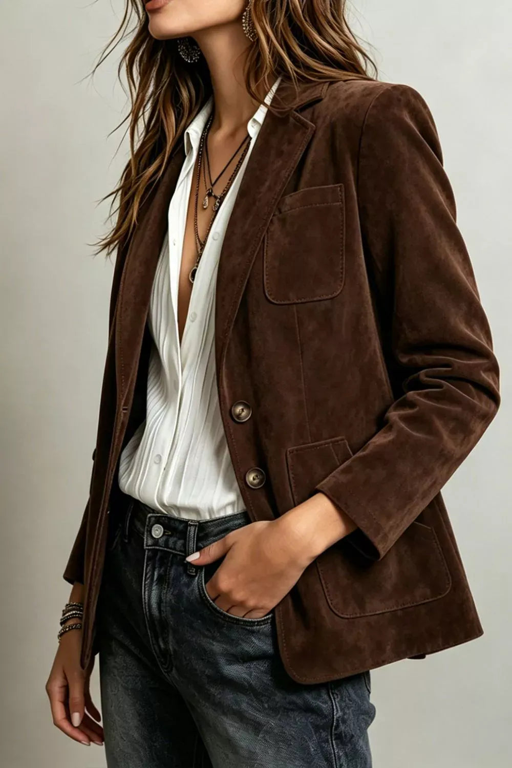 Suede-Feel Single-Breasted Blazer The Nichole Collection - Official Site