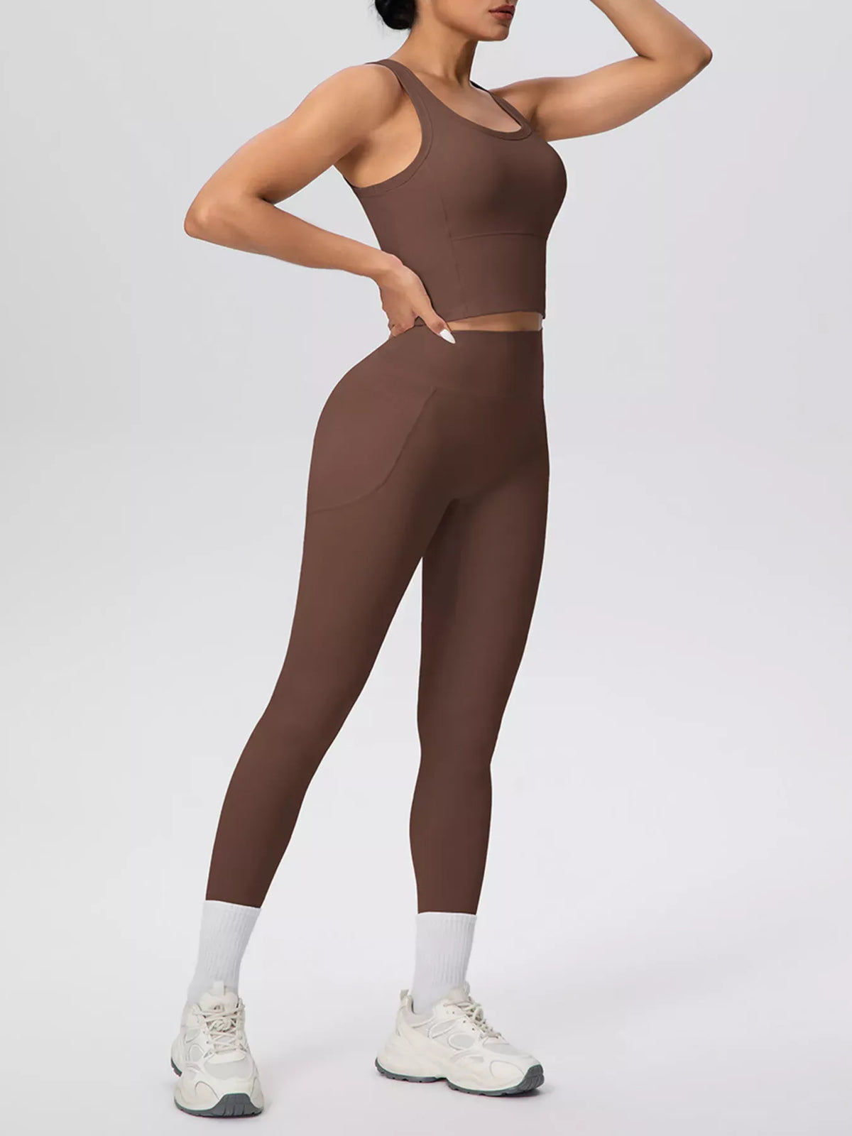Scoop-Neck Tank and High-Waisted Leggings Active Set The Nichole Collection - Official Site