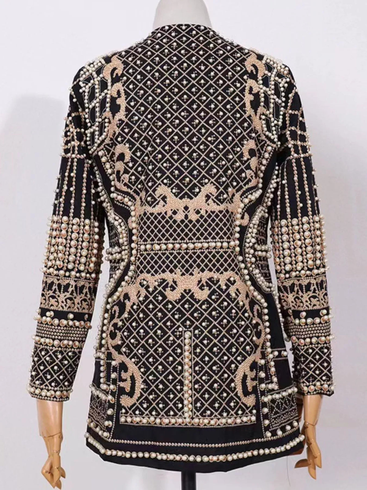 Pearl-Embellished One-Button Blazer The Nichole Collection