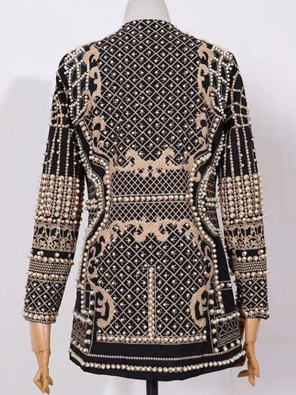 Pearl-Embellished One-Button Blazer The Nichole Collection