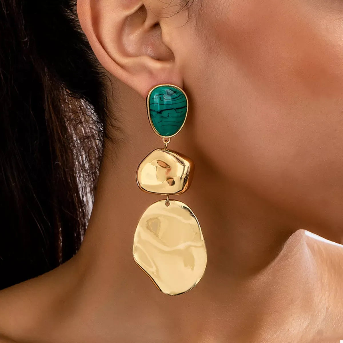 ORGANIC CRUMPLED GOLD DROP EARRINGS The Nichole Collection - Official Site