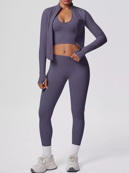 Tank, Zip-Up Jacket and Leggings Active Set The Nichole Collection - Official Site