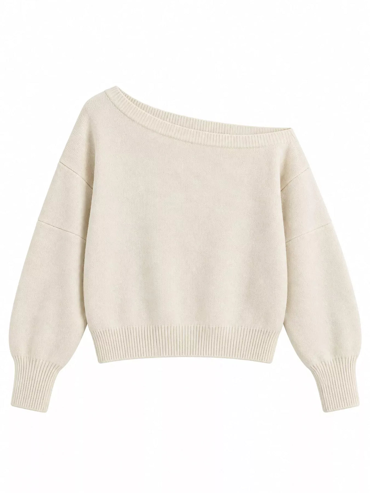 One-Shoulder Ribbed Knit Sweater The Nichole Collection
