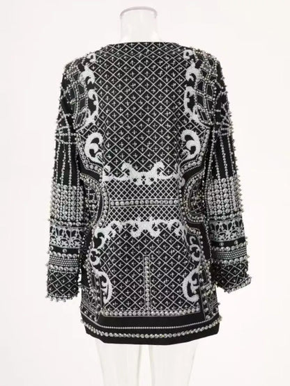 Pearl-Embellished One-Button Blazer The Nichole Collection