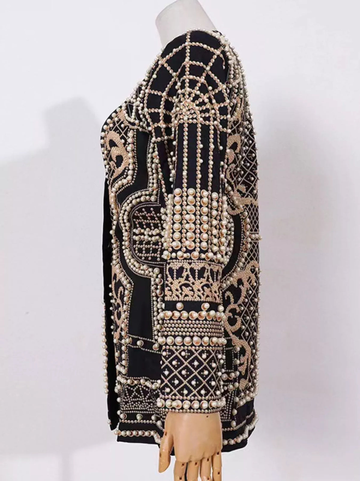 Pearl-Embellished One-Button Blazer The Nichole Collection