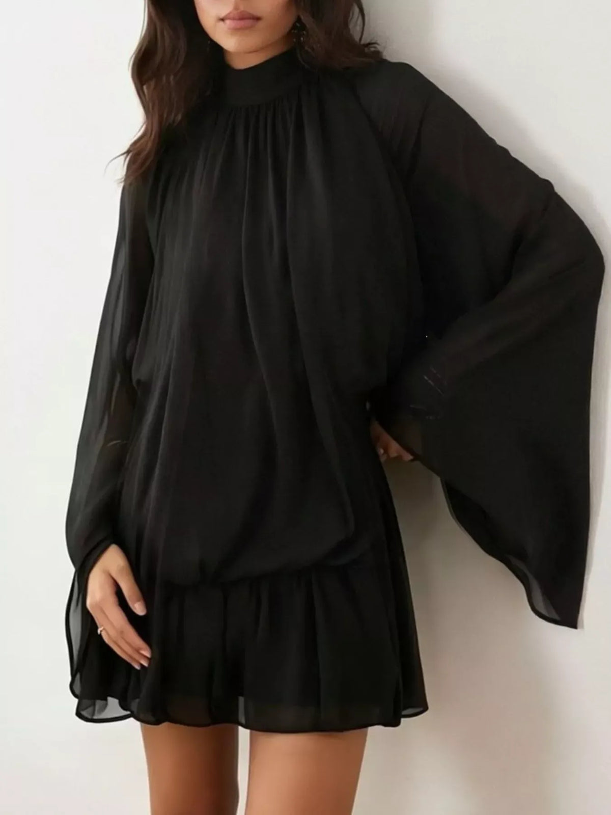 Tie-Back Layered Flare-Sleeve Mini Dress The Nichole Collection - Official Site