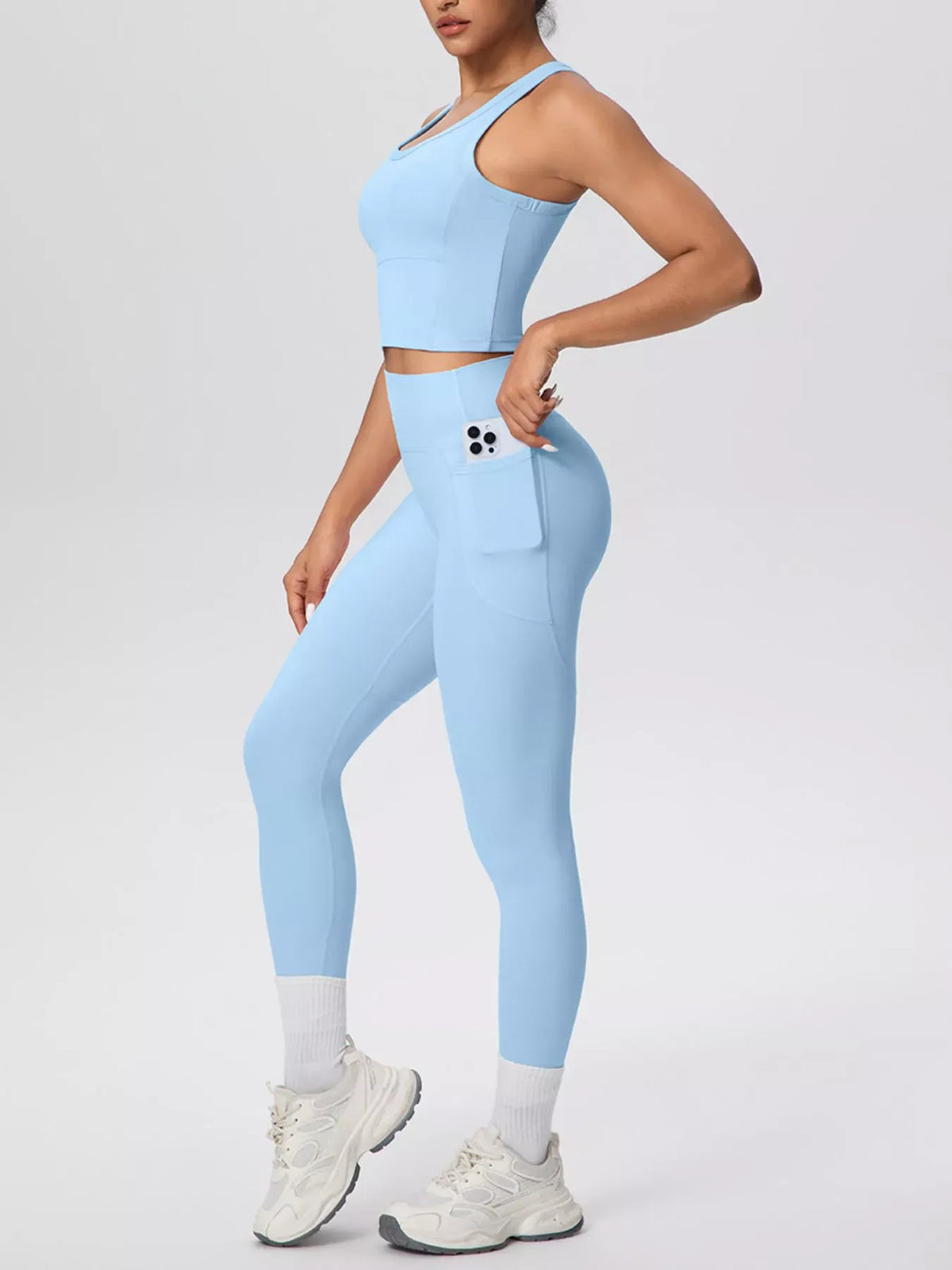 Scoop-Neck Tank and High-Waisted Leggings Active Set The Nichole Collection - Official Site