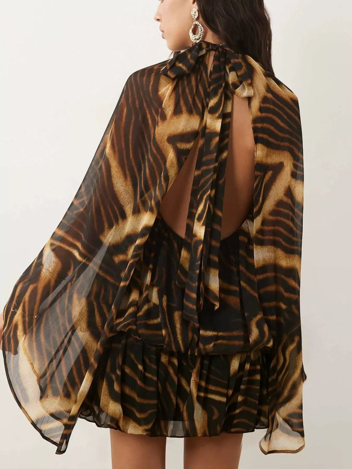 Tie-Back Layered Flare-Sleeve Mini Dress The Nichole Collection - Official Site