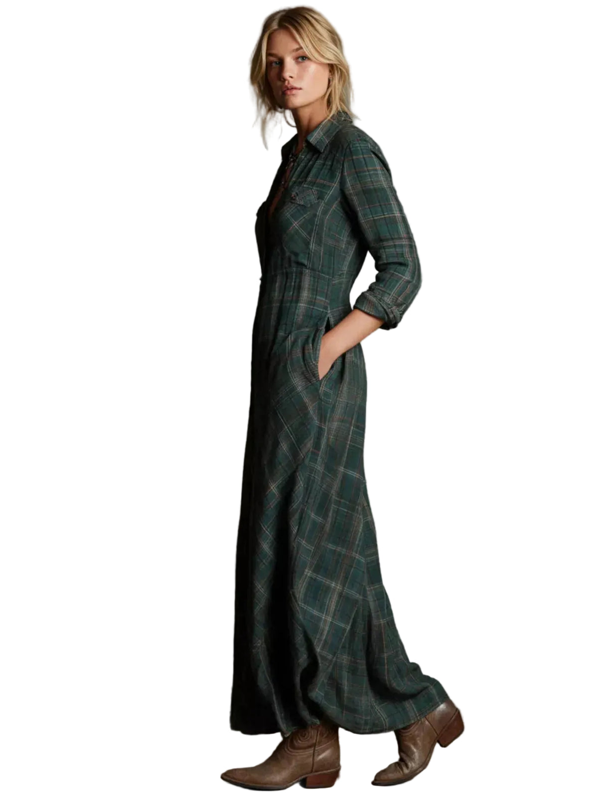 VINTAGE PLAID BUTTON-DOWN MAXI SHIRT DRESS The Nichole Collection - Official Site