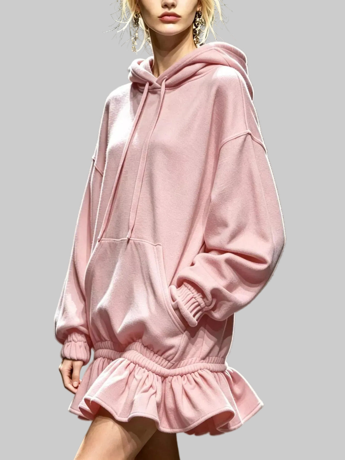 HOODED SWEATSHIRT RUFFLED MINI DRESS The Nichole Collection - Official Site