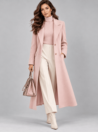 Lapel Collar Longline Coat The Nichole Collection