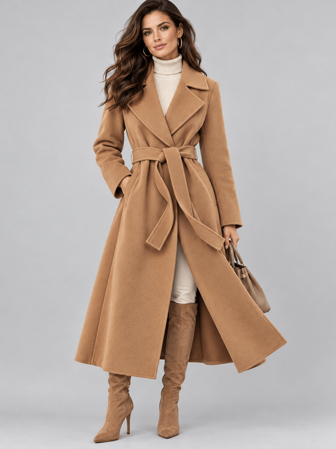 Lapel Collar Longline Coat The Nichole Collection