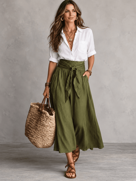 Women's Button-Up Shirt and Skirt Two-Piece Set