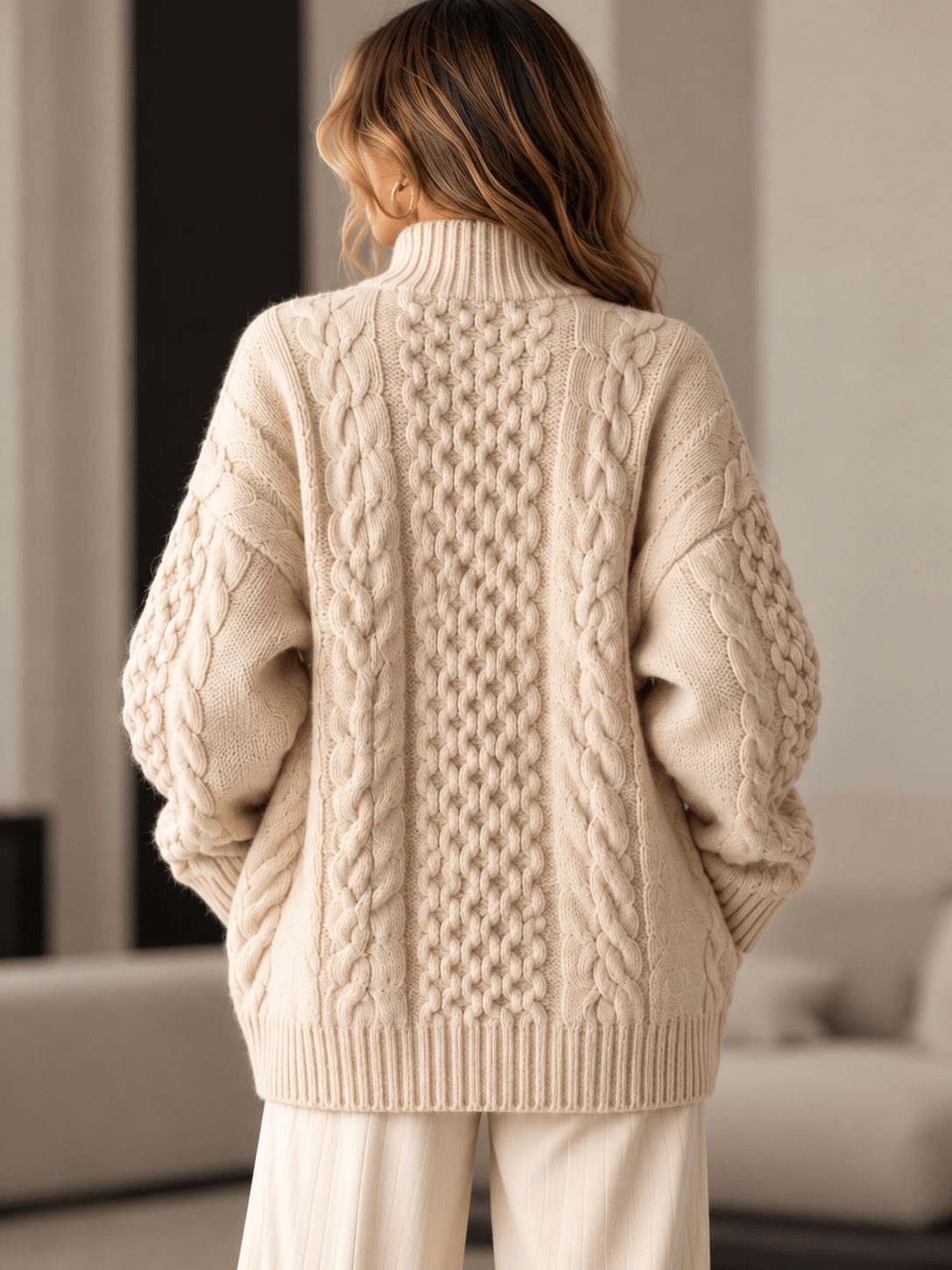 Wool Cable-Knit Zip-Up Cardigan The Nichole Collection - Official Site