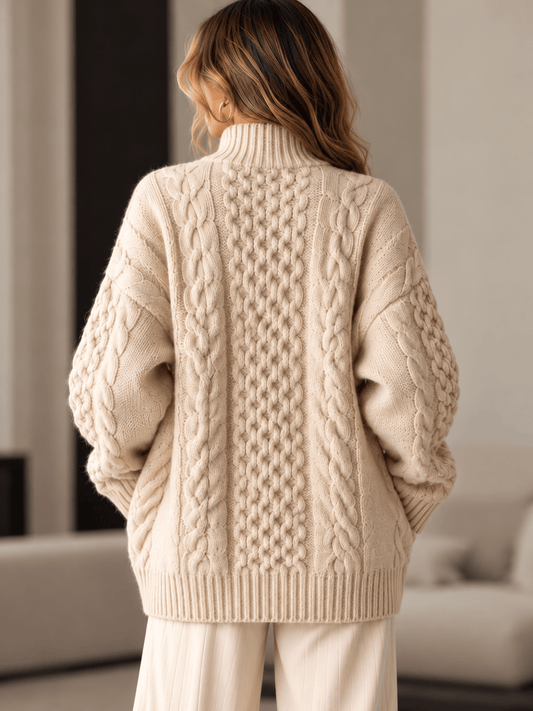 Wool Cable-Knit Zip-Up Cardigan The Nichole Collection - Official Site