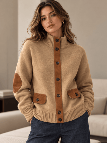 Wool Ribbed-Knit Mock-Neck Cardigan The Nichole Collection - Official Site