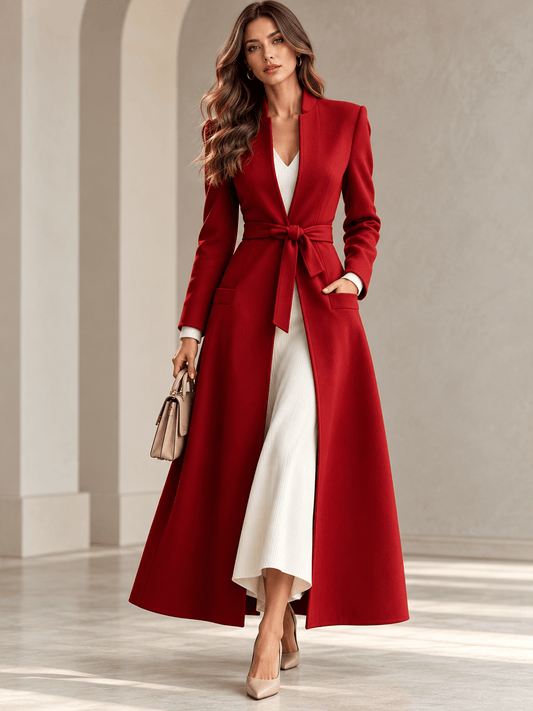 Chelsea Sculpted-Waist Fall Maxi Coat