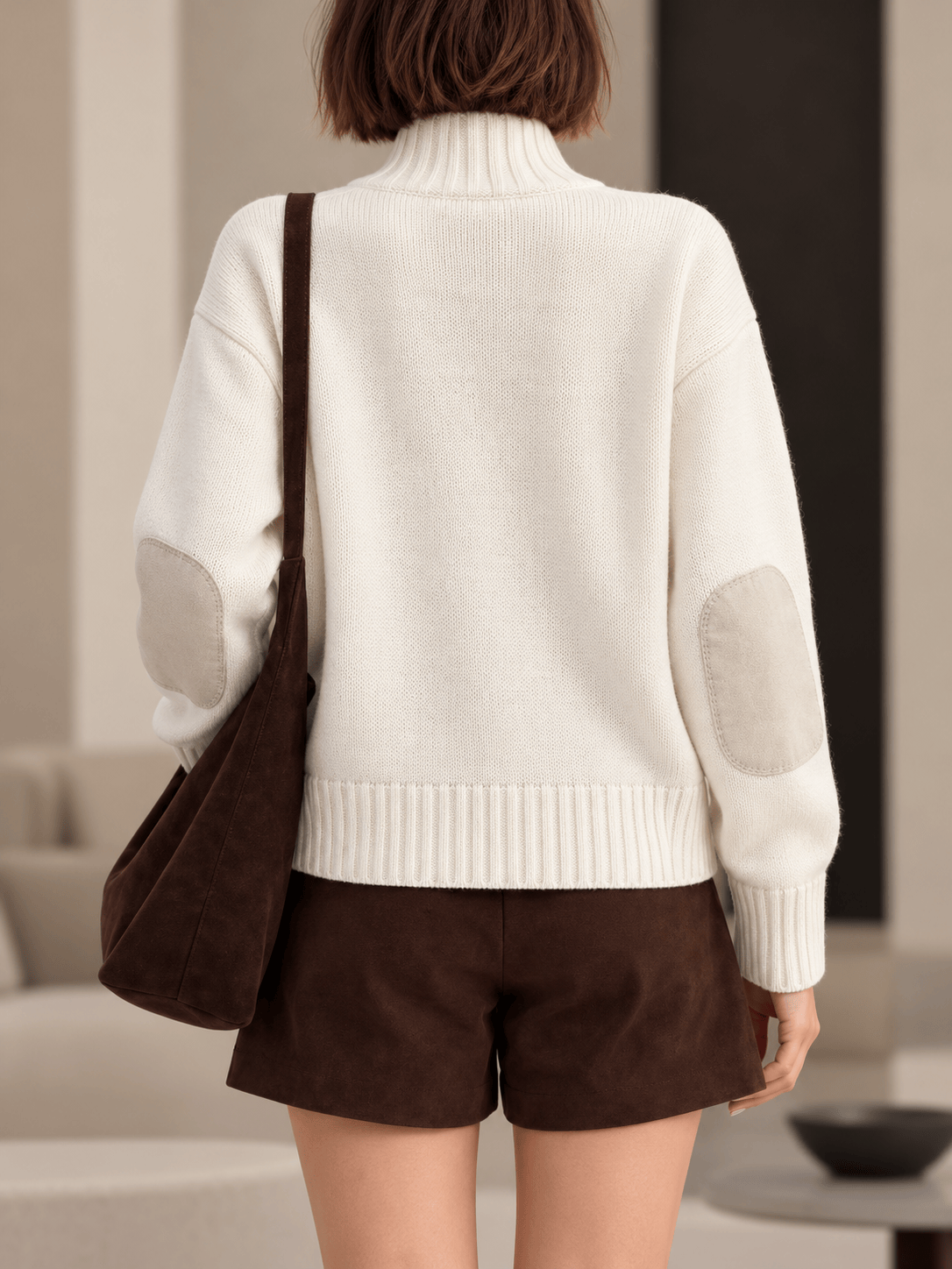 Wool Ribbed-Knit Mock-Neck Cardigan The Nichole Collection - Official Site