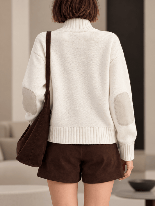 Wool Ribbed-Knit Mock-Neck Cardigan The Nichole Collection - Official Site