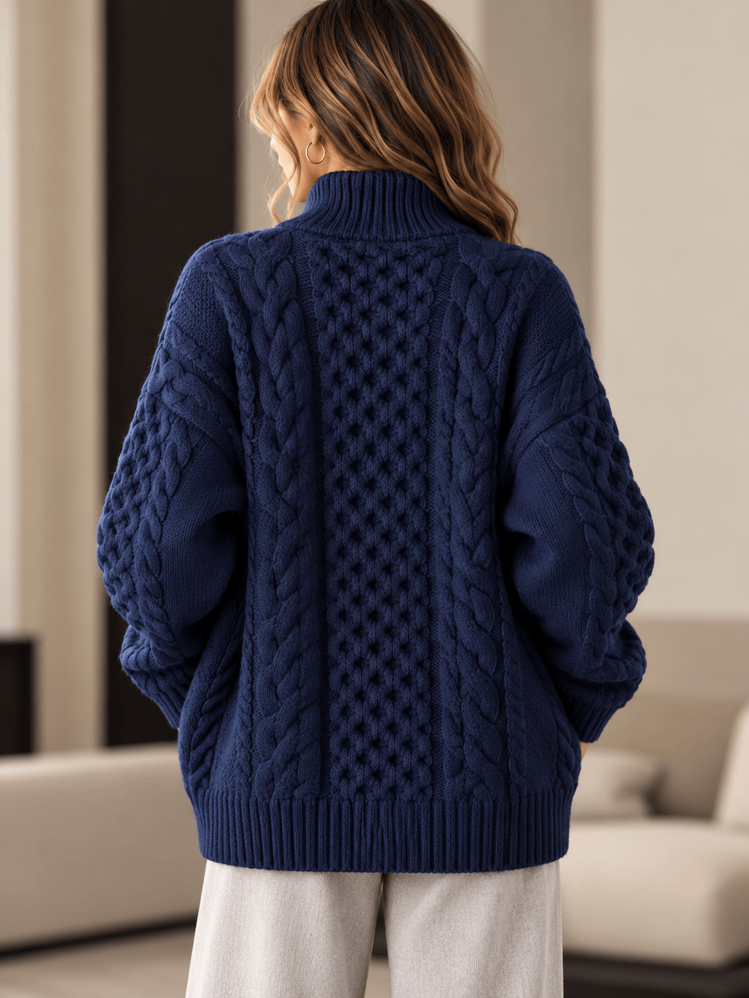 Wool Cable-Knit Zip-Up Cardigan The Nichole Collection - Official Site