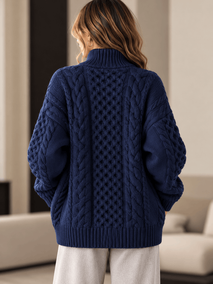 Wool Cable-Knit Zip-Up Cardigan The Nichole Collection - Official Site