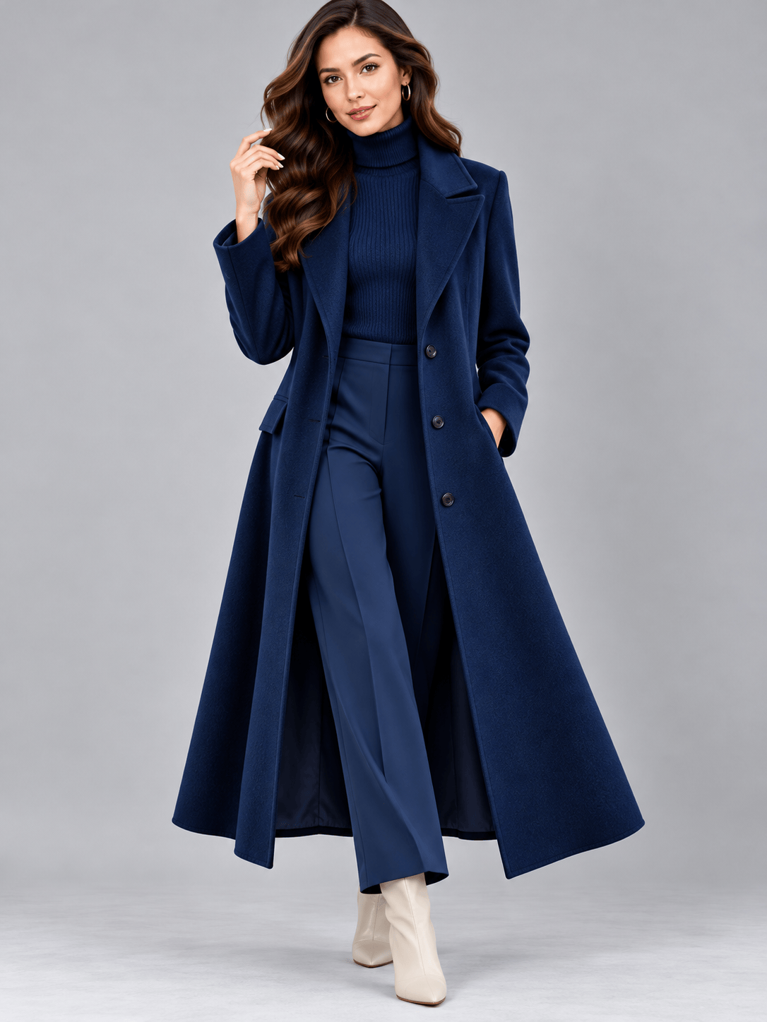Lapel Collar Longline Coat The Nichole Collection