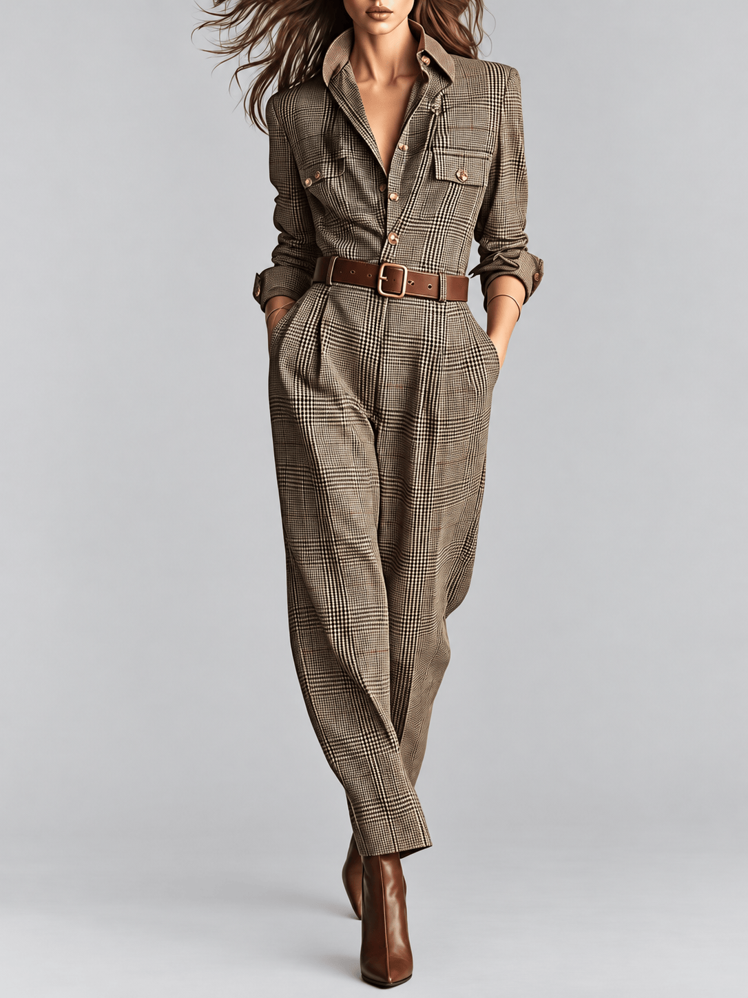 SADDLEBROOK BUTTON-FRONT PLAID JUMPSUIT The Nichole Collection - Official Site