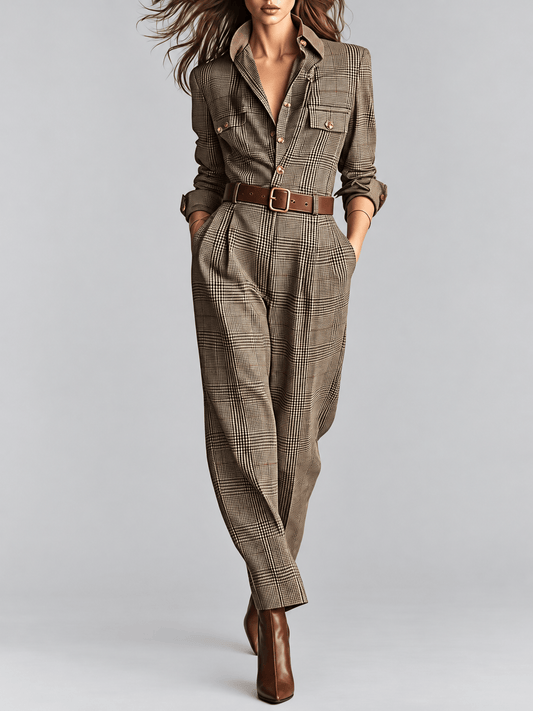 SADDLEBROOK BUTTON-FRONT PLAID JUMPSUIT The Nichole Collection - Official Site
