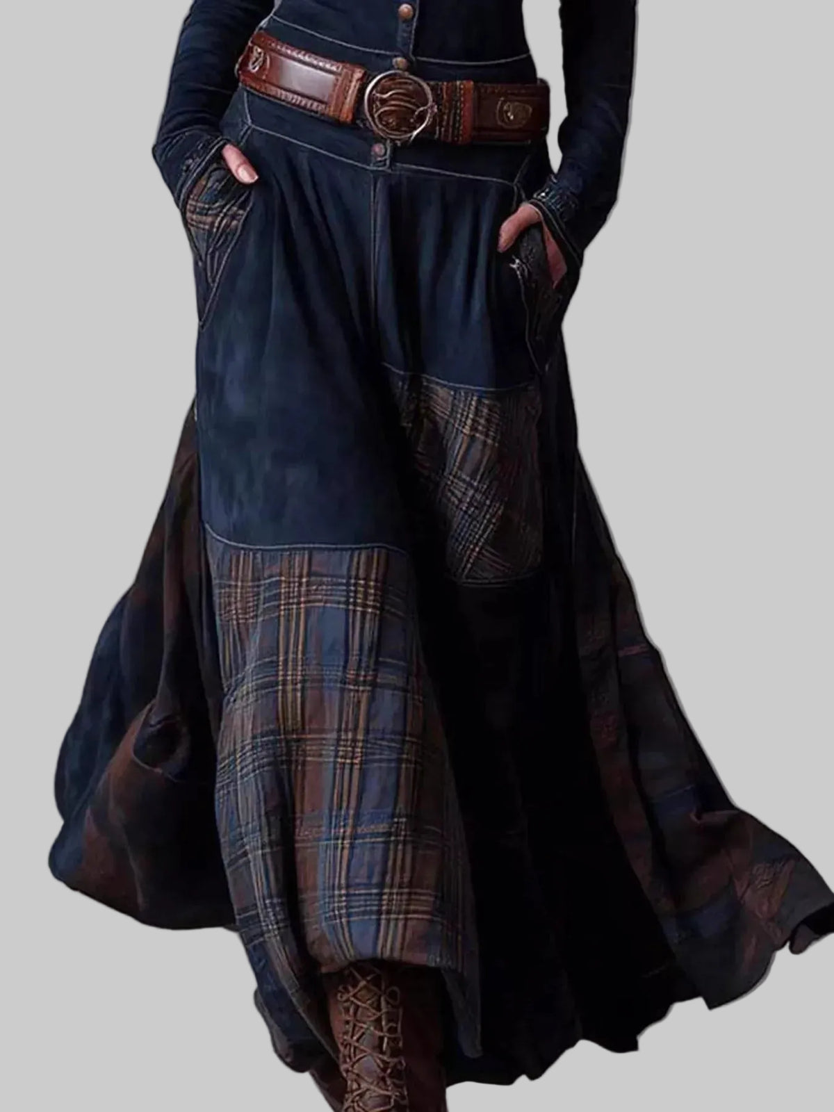 Plaid Button Front Long Sleeve Dress The Nichole Collection - Official Site