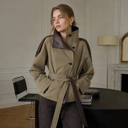 Belted Cropped Trench Jacket The Nichole Collection - Official Site