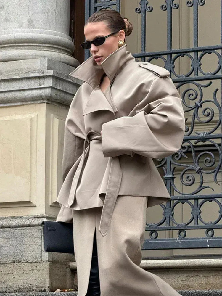 Chelsea Belted Short Trench Coat The Nichole Collection