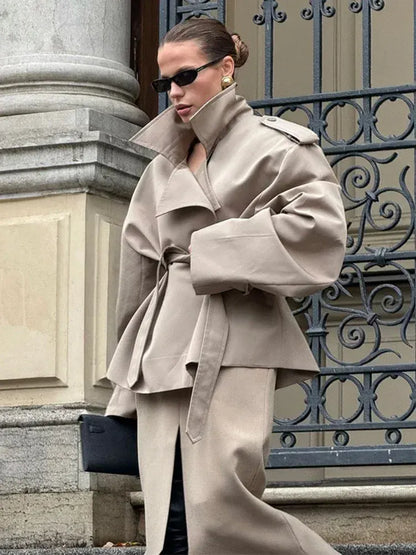 Chelsea Belted Short Trench Coat The Nichole Collection