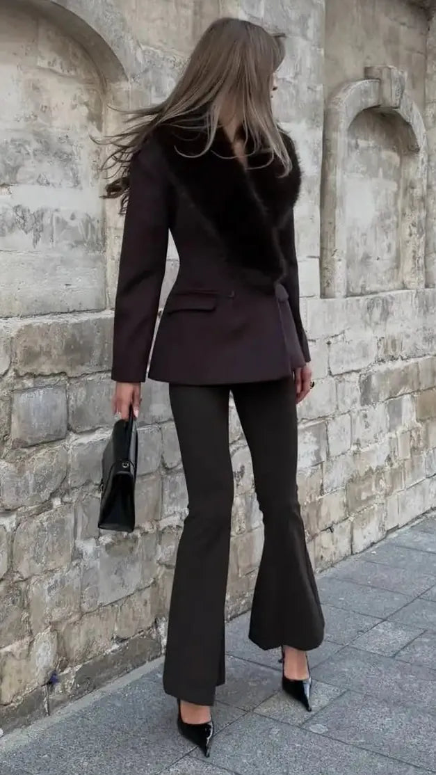 Faux-Fur Collar Double-Breasted Coat The Nichole Collection - Official Site