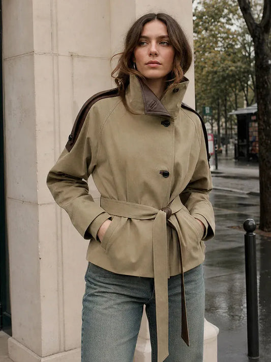 Belted Cropped Trench Jacket The Nichole Collection - Official Site