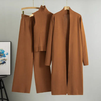 Three-Piece Knit Vest, Cardigan & Pants Set
