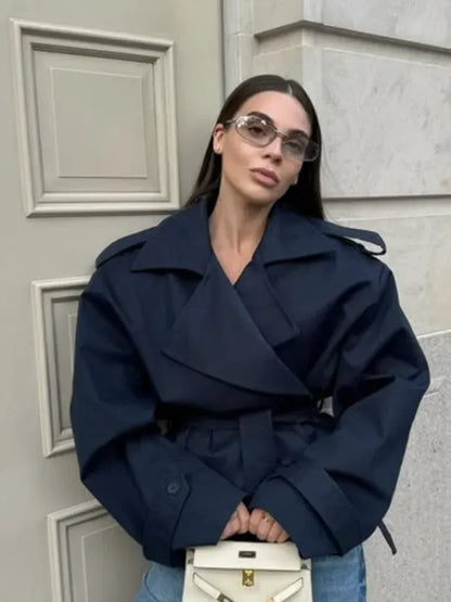 Chelsea Belted Short Trench Coat The Nichole Collection
