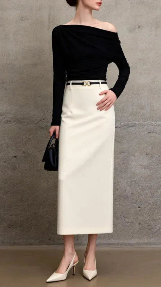 High-Waisted Straight Midi Skirt The Nichole Collection - Official Site