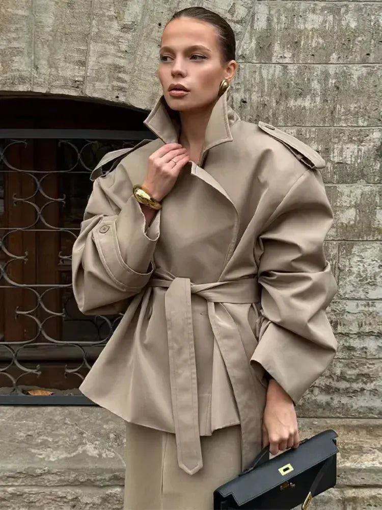 Chelsea Belted Short Trench Coat The Nichole Collection