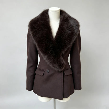Faux-Fur Collar Double-Breasted Coat The Nichole Collection - Official Site