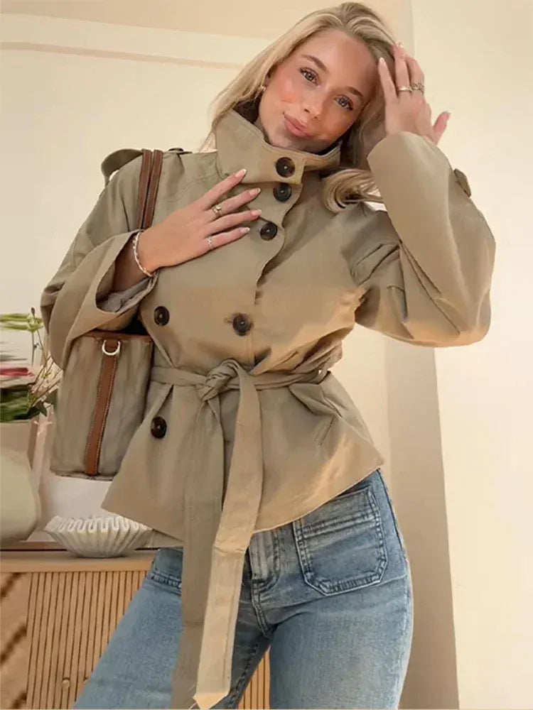 Chelsea Belted Short Trench Coat The Nichole Collection