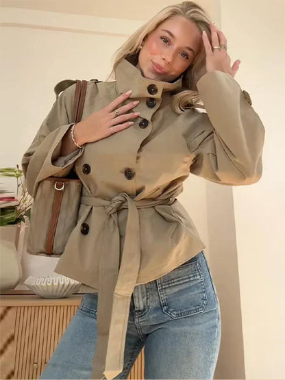 Chelsea Belted Short Trench Coat The Nichole Collection