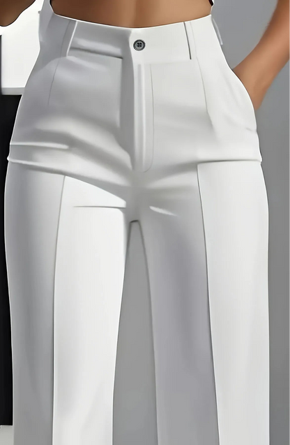 High-Waisted Draped Straight Leg Pants