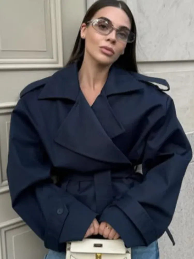 Chelsea Belted Short Trench Coat The Nichole Collection