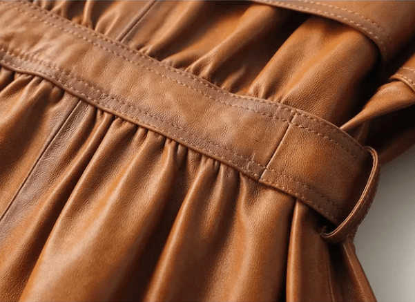 Sheepskin Leather Single-Button Short Trench Jacket The Nichole Collection
